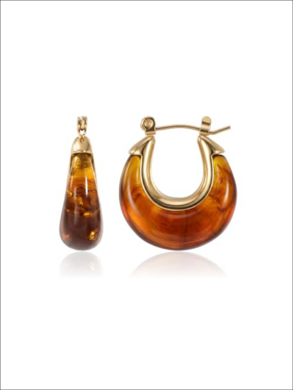 Chunky Resin Acrylic Hoop Earrings for Women Stainless Steel 18K Gold Plated
